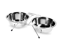 COMEDERO METALICO DOBLE CON SOPORTE RECORD 1,6 LTS